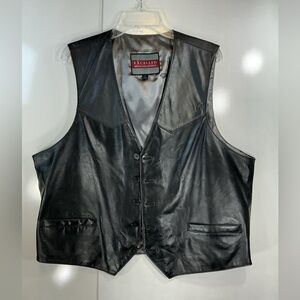 Excelled Men's Classic Black Leather Vest A0380